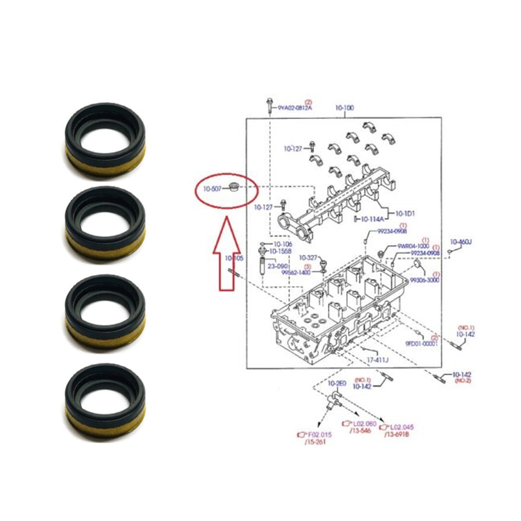 4 x Mazda BT-50 Ford Everest Ranger PJ PK Diesel Cylinder Head Injector Oil Seal